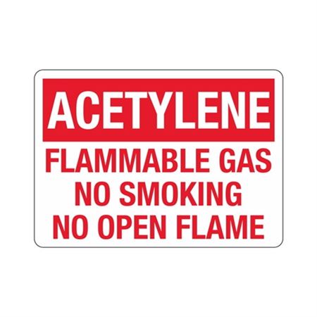 Acetylene Flammable Gas No Smoking No Open Flame Sign